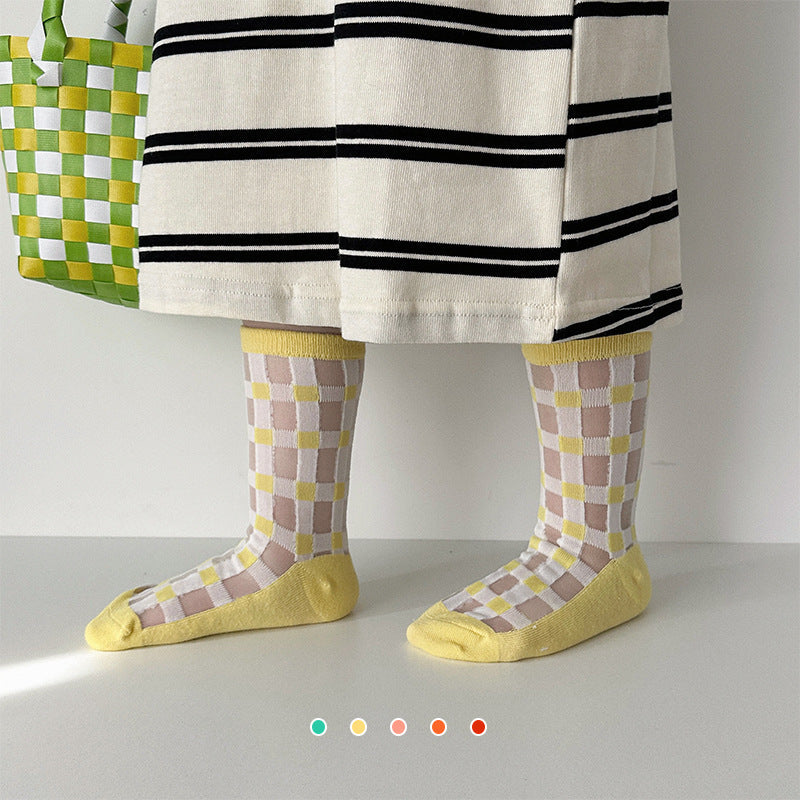 Children's Socks Summer Color Matching Plaid Korean Baby - Cindi Book