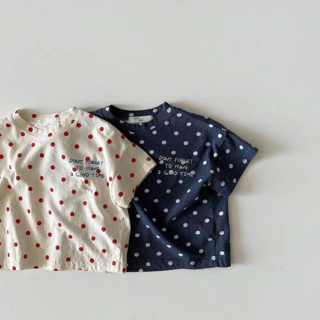 Dot Letter Crew Neck Short Sleeve Simple - Cindi Book