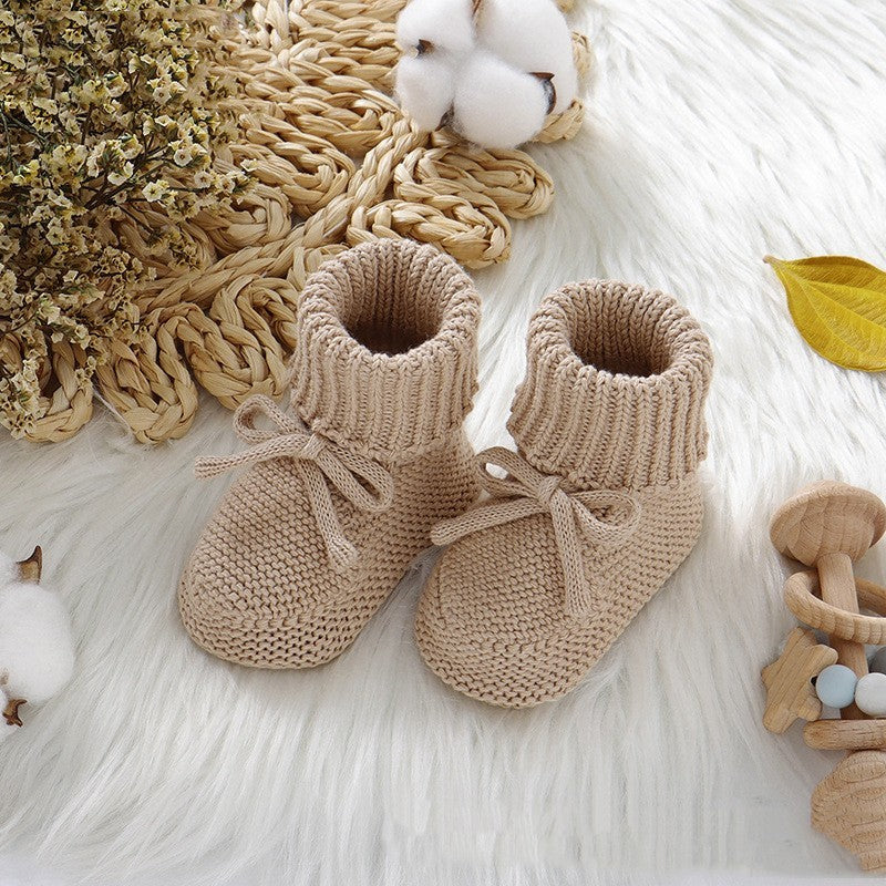 Infant Solid Color Cute Bowknot Knitted Toddler Shoes - Cindi Book