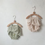 Striped Spaghetti Straps Shorts Suit Baby Girl Two-piece Suit Suit - Cindi Book