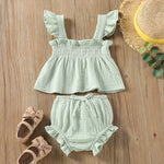 Girls' Solid Color Sling Top Hot Pants Suit - Cindi Book