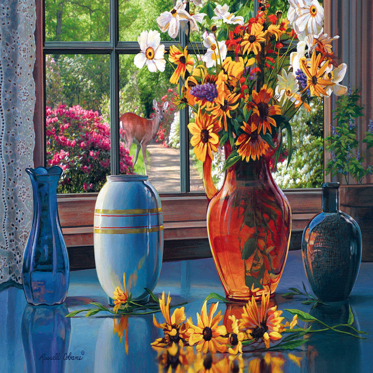 Trefl Red View through Window 1000 Piece Puzzle