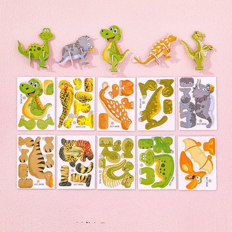 Cartoon Dinosaur 3D Puzzle Model Children DIY Handmade - Cindi Book