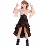 Halloween Retro Front Short Back Long Irregular Ruffled High Waist Dress Up - Cindi Book