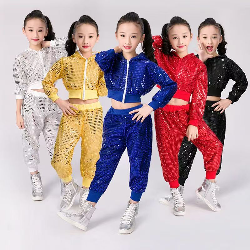 Childrens Sequined Hip-hop Street Dance Performance Cheerleading Team Sportswear - Cindi Book