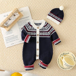 Western Style Striped Knitted Clothing Male And Female Baby One-piece Outing - Cindi Book