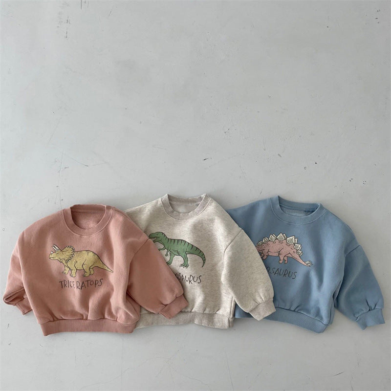 New Children's Cute Dinosaur Fleece Soft Pullover Sweater - Cindi Book