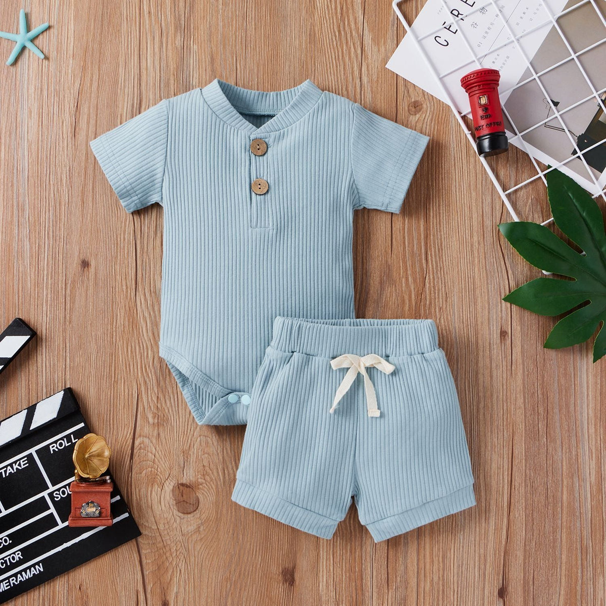 Children's Clothing Baby Bodysuit Casual Adjustable Short-sleeved Top And Shorts Suit - Cindi Book