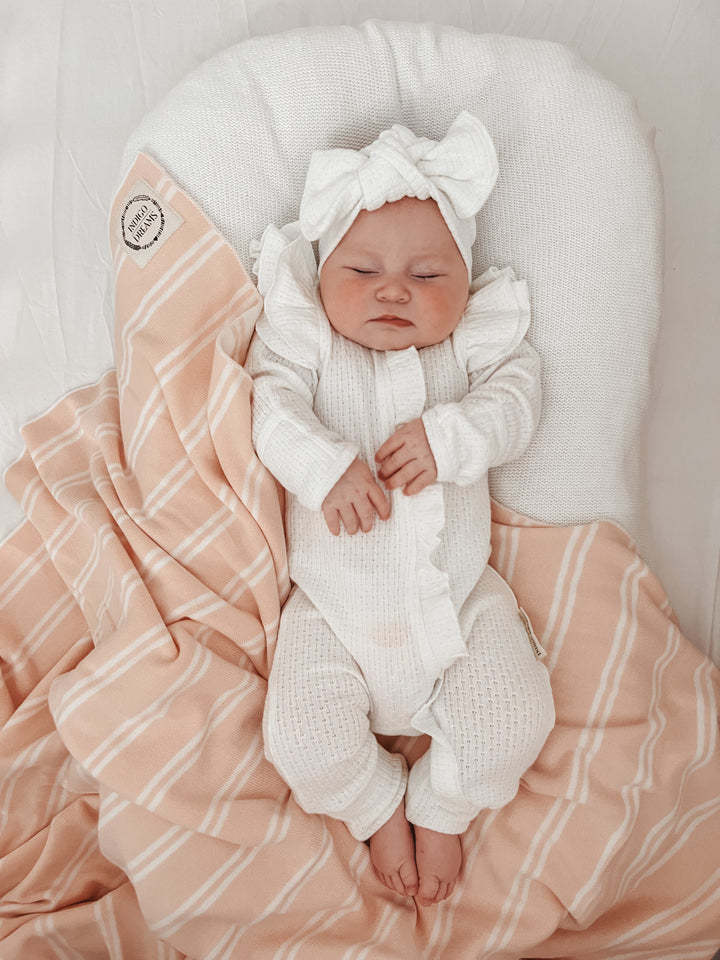 Girl Infant Bodysuit Long-sleeved Knitted Stretch Waffle Jumpsuit - Cindi Book