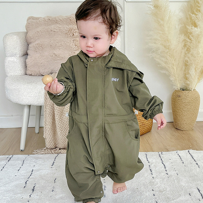 New Boys and Girls Hooded Work Outfit Jumpsuit Western Style Romper