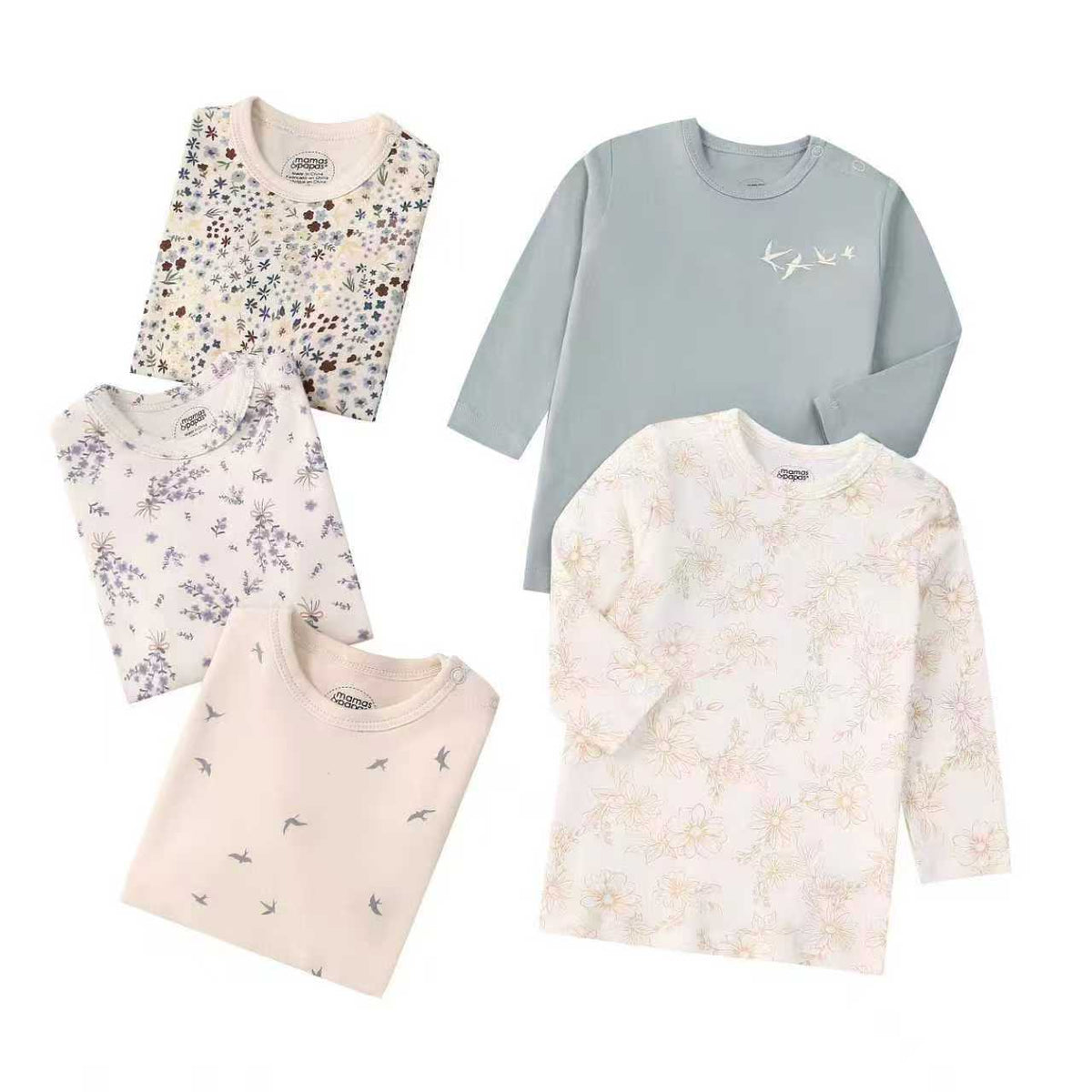Autumn Children's Cartoon Printed Home Long-sleeved Top T-shirt Mixed Color Five Pieces - Cindi Book