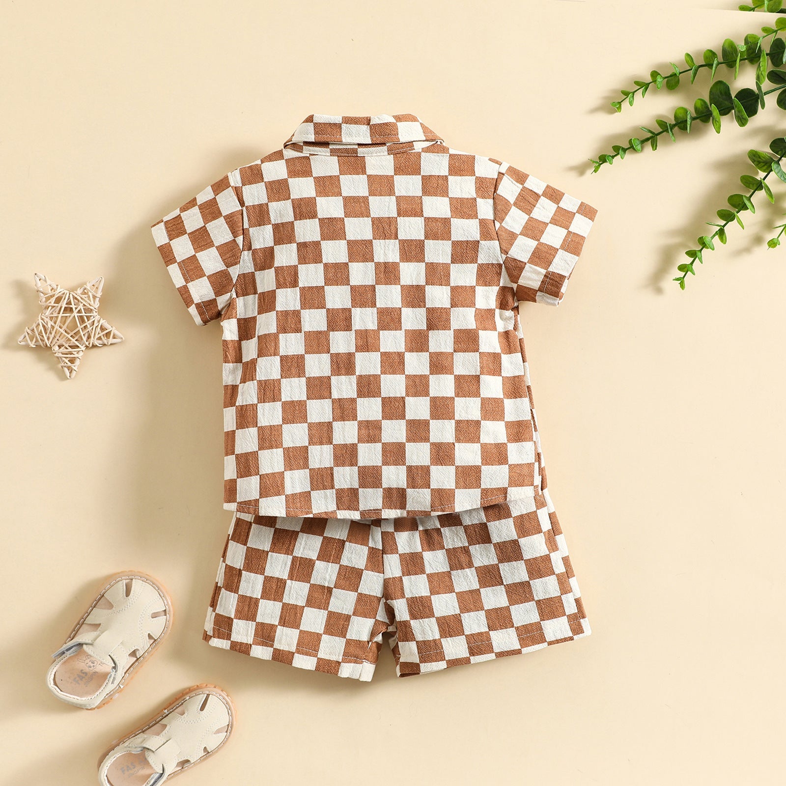 Cotton And Linen Short Sleeve Lapel Polo Shirt Two-piece Set - Cindi Book
