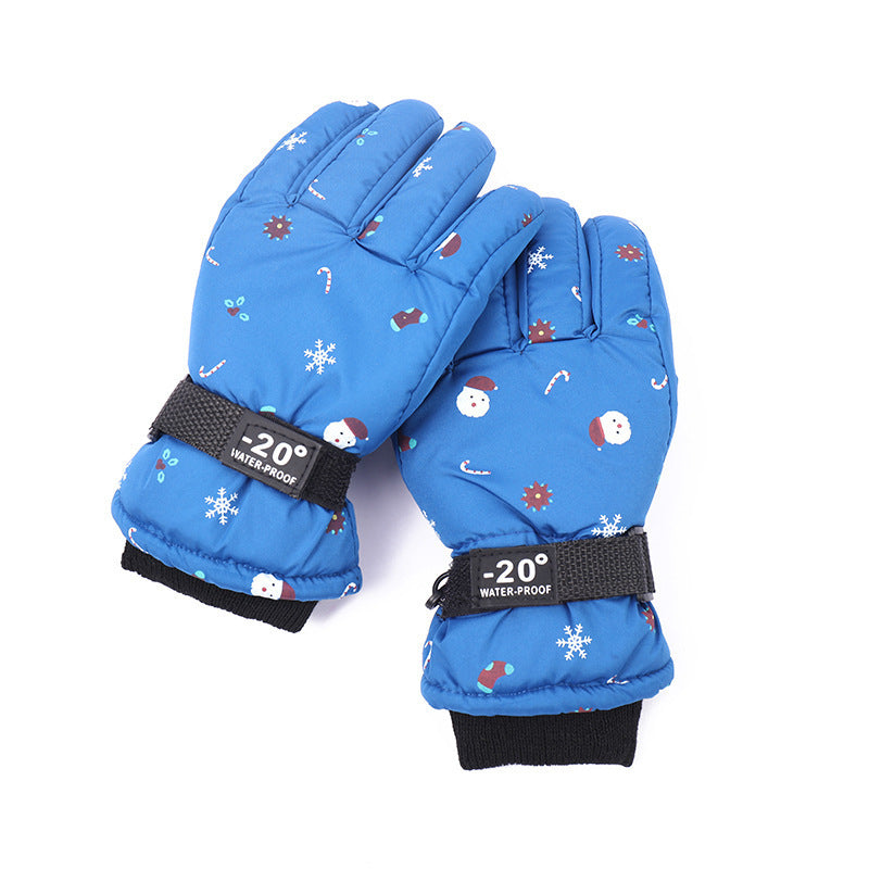 Outdoor Sports Riding Fleece-lined Thickened Finger Children's Ski Gloves - Cindi Book