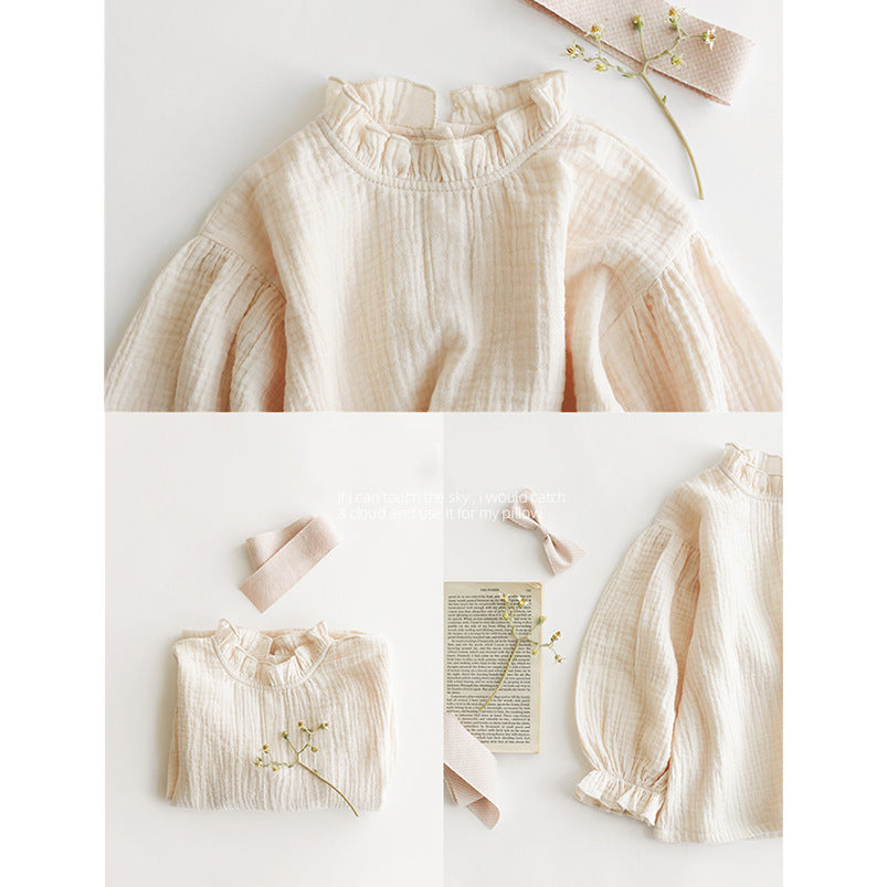 Spring New Children's Japan And South Korea Magnanimous Cotton Crinkle Tops - Cindi Book