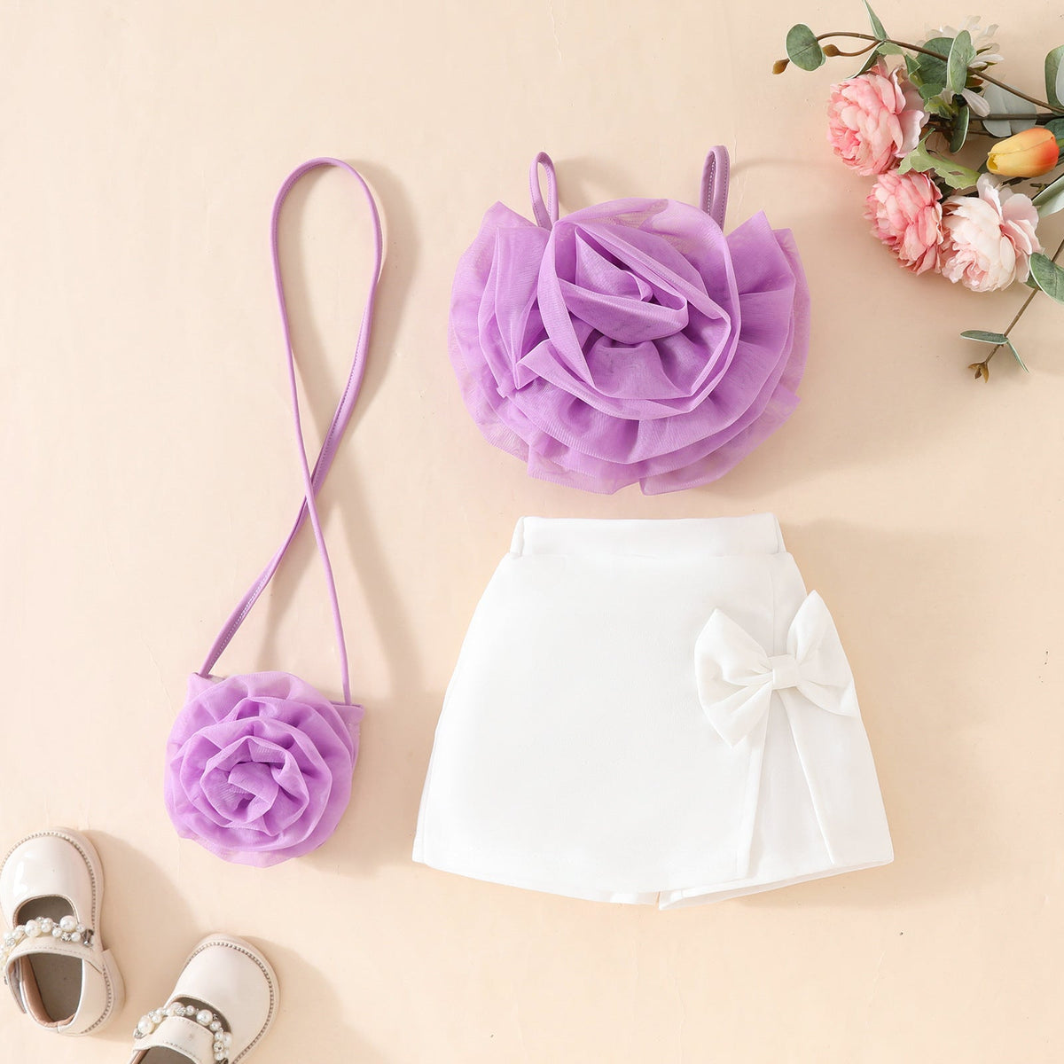 Girl's 3D Flower Pulling Strap Set - Cindi Book