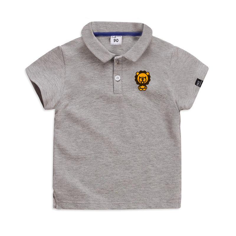 Summer Elastic Cotton Solid Color Short Sleeve  Men''s And Women''s Cartoon Polo T-shirt - Cindi Book