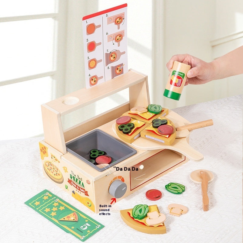 Children's Early Education Educational Wooden Pizza Oven Kitchen Simulation Toy - Cindi Book