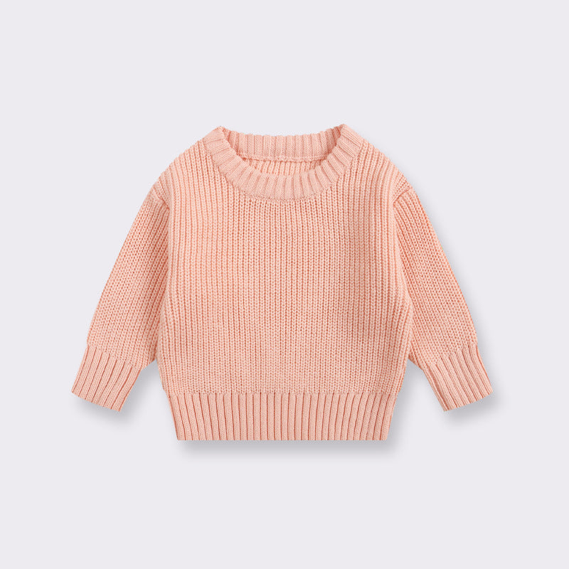 Simple Solid Color Girls' Round Neck Base Knitwear - Cindi Book