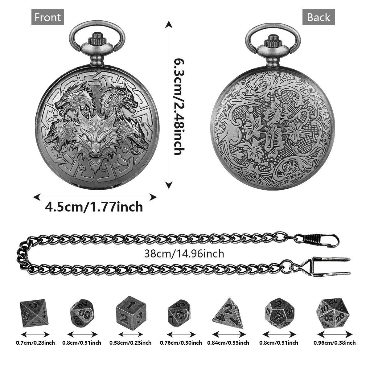 Retro Creative Pocket Watch Shaped Tabletop Game Dice Set -7PCS Metal Polyhedral Dice, Steampunk Style Portable DND Dice Set, Exquisite Metal Craftsmanship, Adding Unique Charm To Tabletop Games - Cindi Book