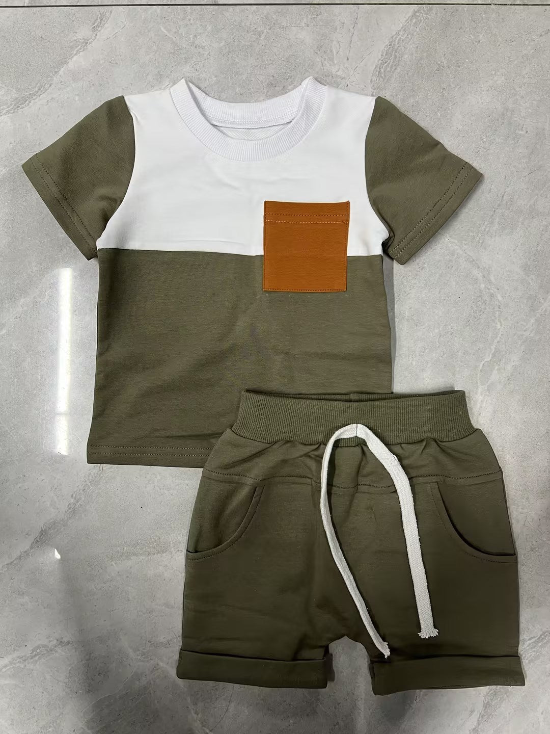 Color Matching Short Sleeve Shorts Suit - Cindi Book