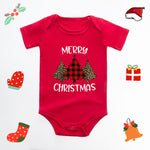 Christmas Deer English Letters Printed Red Triangle Rompers - Cindi Book