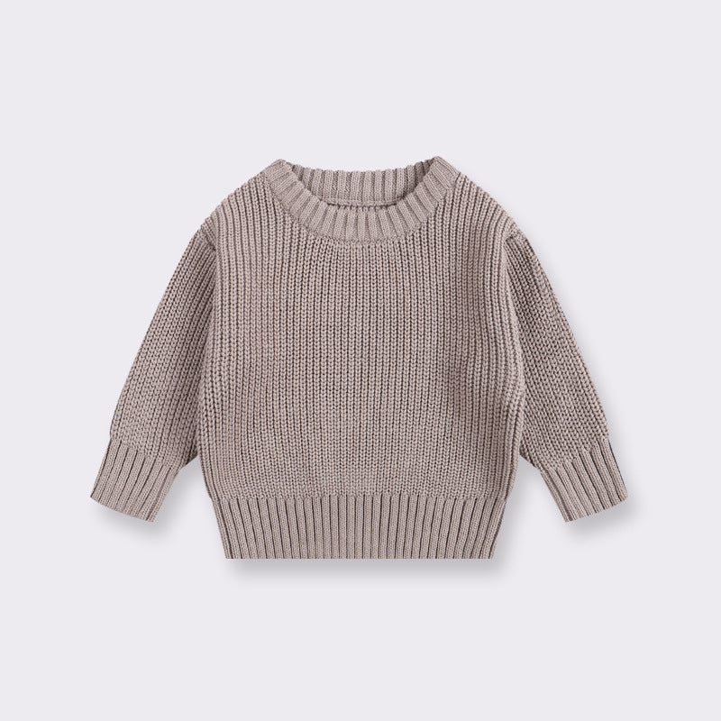 Simple Solid Color Girls' Round Neck Base Knitwear - Cindi Book