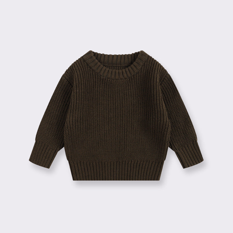 Simple Solid Color Girls' Round Neck Base Knitwear - Cindi Book