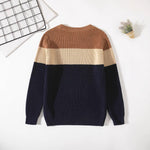 Cozy Kids Knit Sweater - Soft Stretchable Striped Pullover For Boys & Girls, Warm Winter Casual Wear, Breathable Cotton Blend - Cindi Book