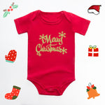 Christmas Deer English Letters Printed Red Triangle Rompers - Cindi Book