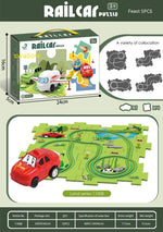 Children Puzzle Electric Railroad Speeder DIY Assembly Electric Car Automatic Rail City Scene Construction Education Toy Gift - Cindi Book