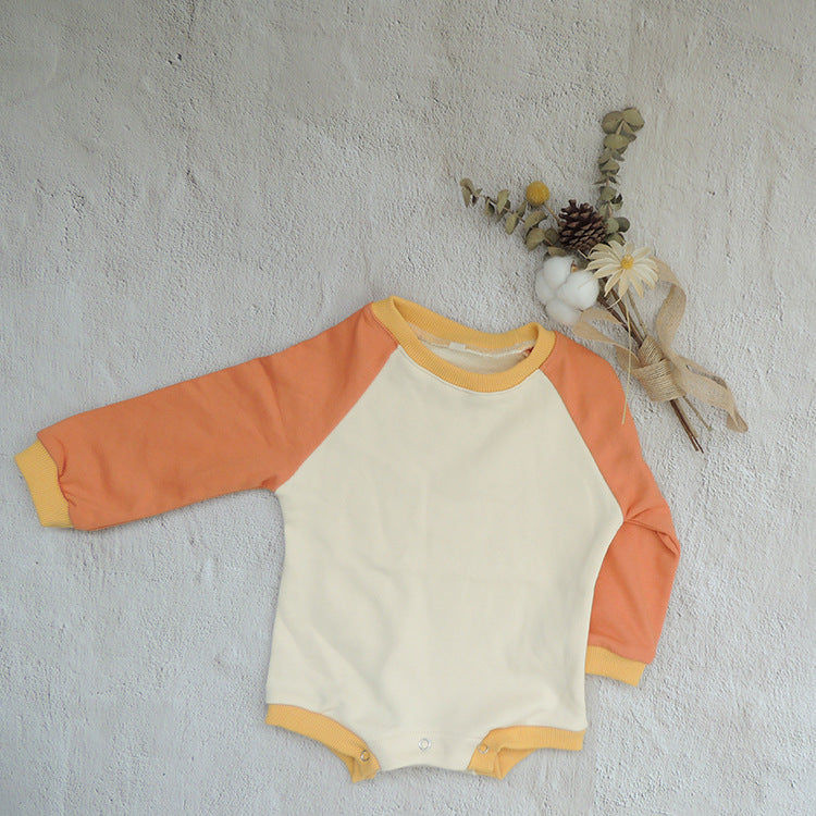 Contrasting Color Raglan Small Sweater Triangle Climbing Jumpsuit - Cindi Book