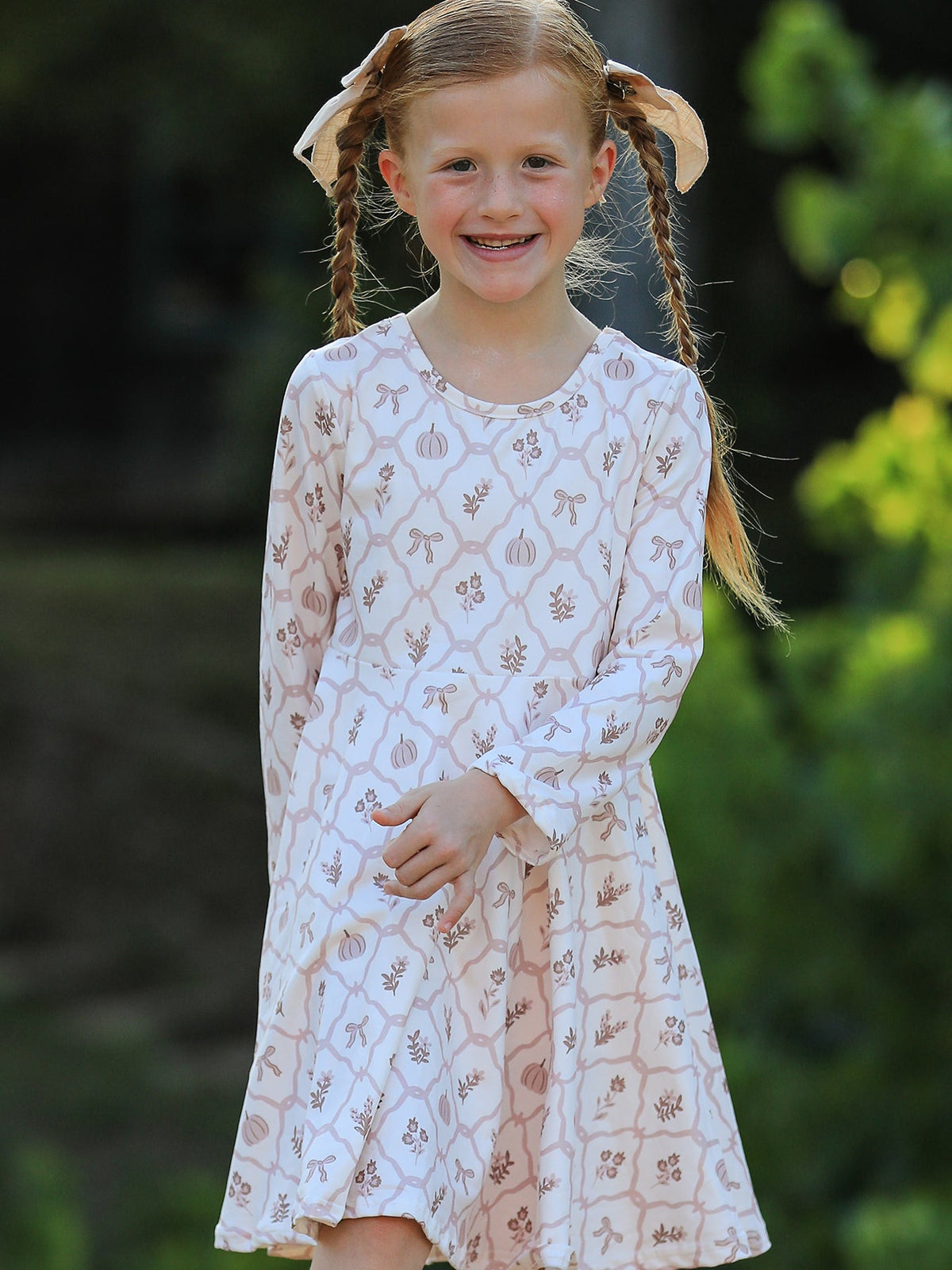 Rylee Faith Designs - Fall Pumpkin Bow Girls Twirl Dress - alternate view 2