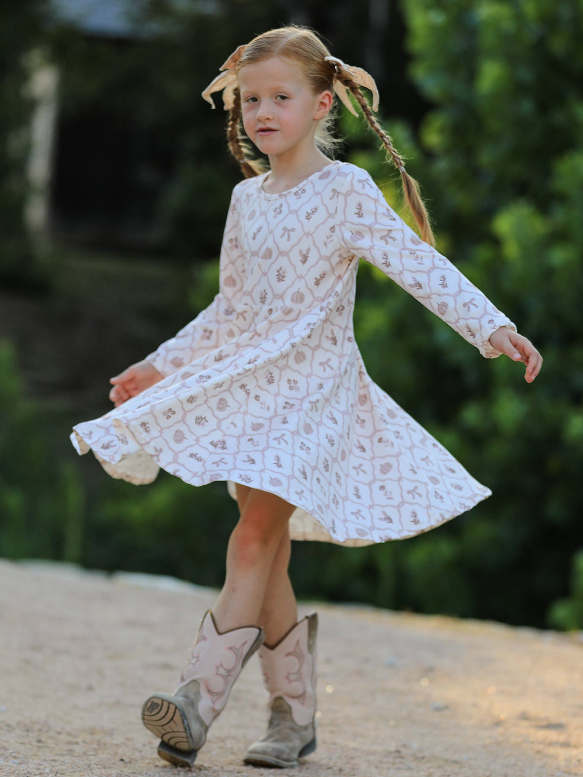 Rylee Faith Designs - Fall Pumpkin Bow Girls Twirl Dress - alternate view 3