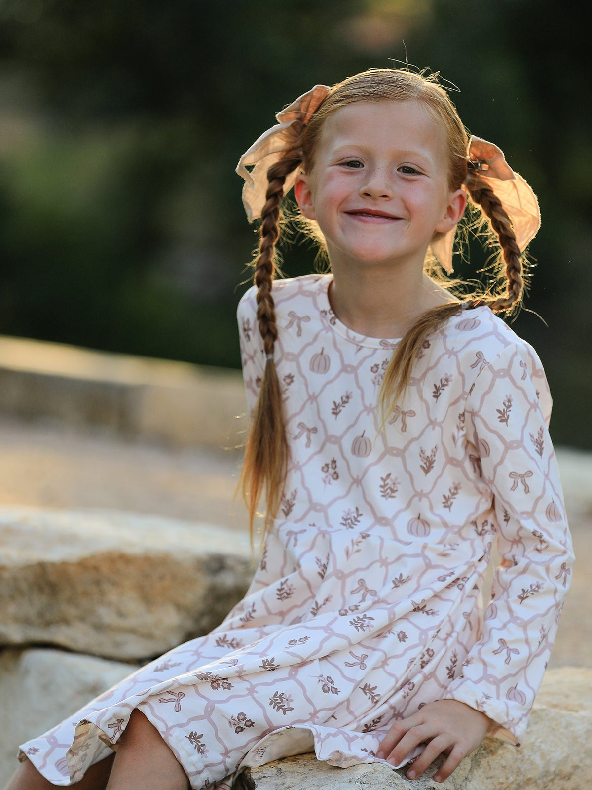 Rylee Faith Designs - Fall Pumpkin Bow Girls Twirl Dress - alternate view 6