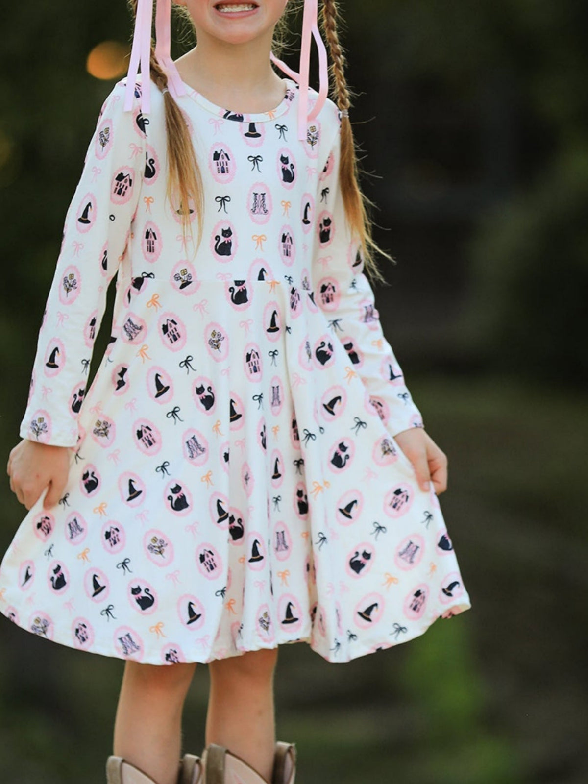 Rylee Faith Designs - Halloween Vintage Cameo Print Girls Twirl Dress