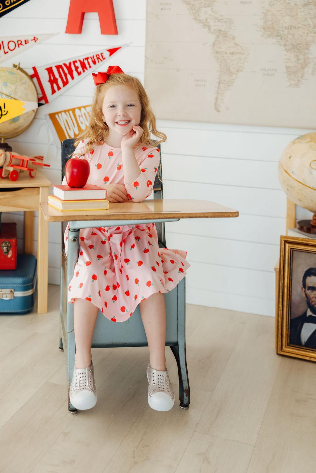 An Apple a Day 3/4 Sleeve Pocket Twirl Dress - Image 4