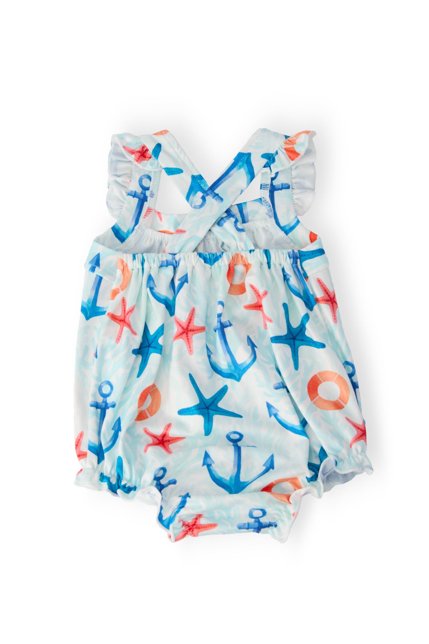 Anchors Away Ruffle Cross Back Romper - Image 2