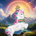 Old World Christmas Prancing Unicorn Ornament - hand-blown glass Christmas tree ornament (view 6)