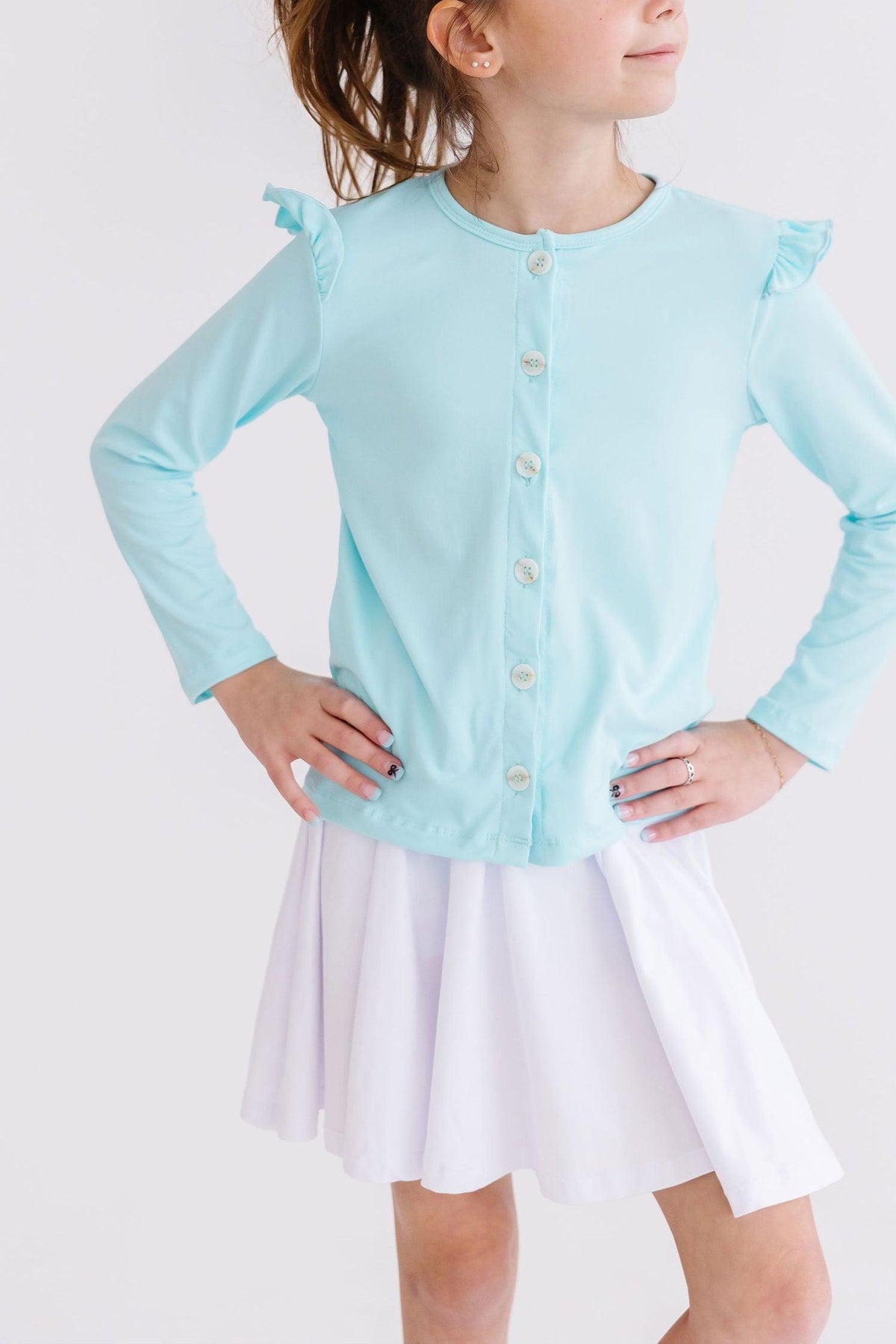 Aqua Ruffle Cardigan - Image 2