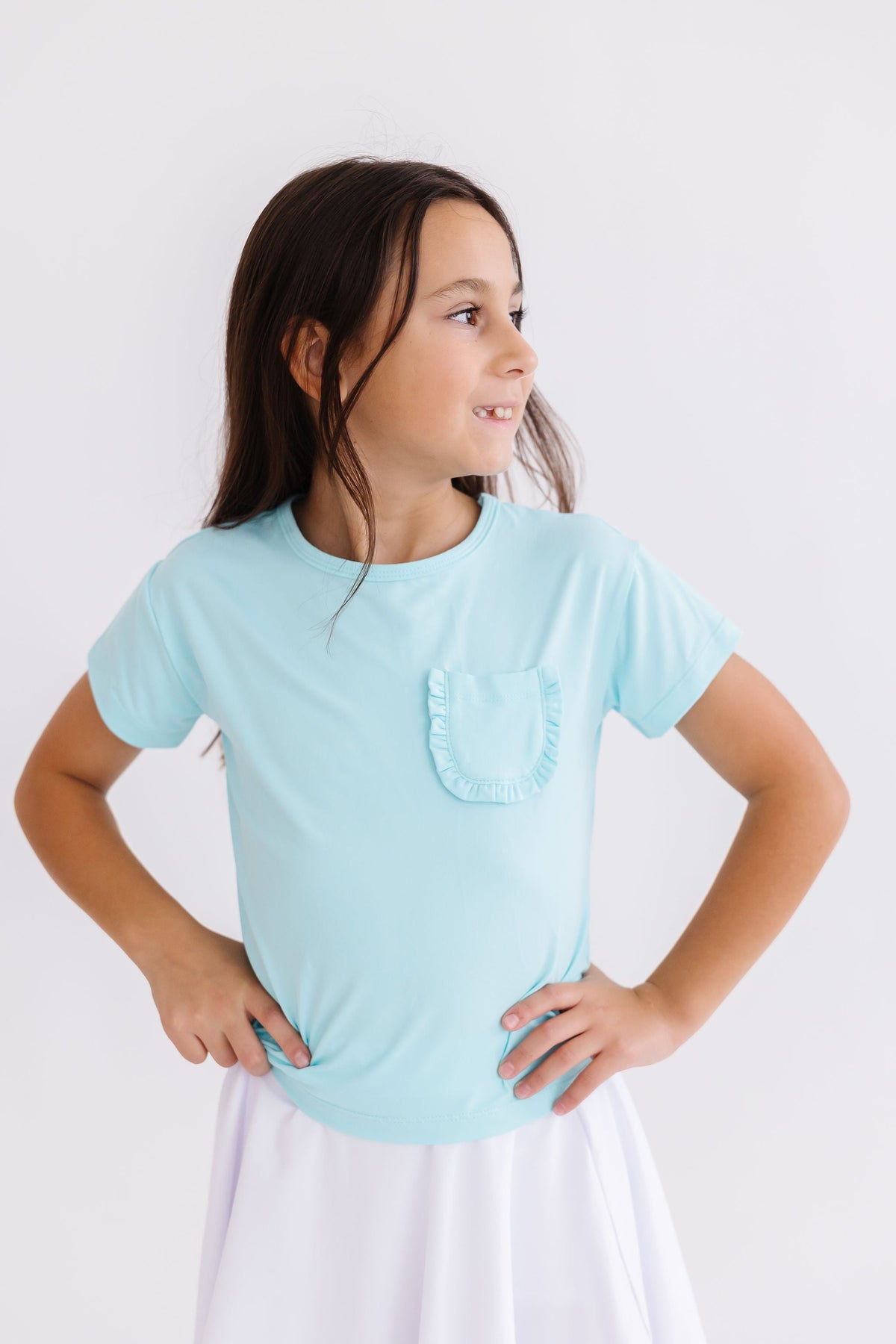 Aqua Ruffle Pocket Tee - Image 2