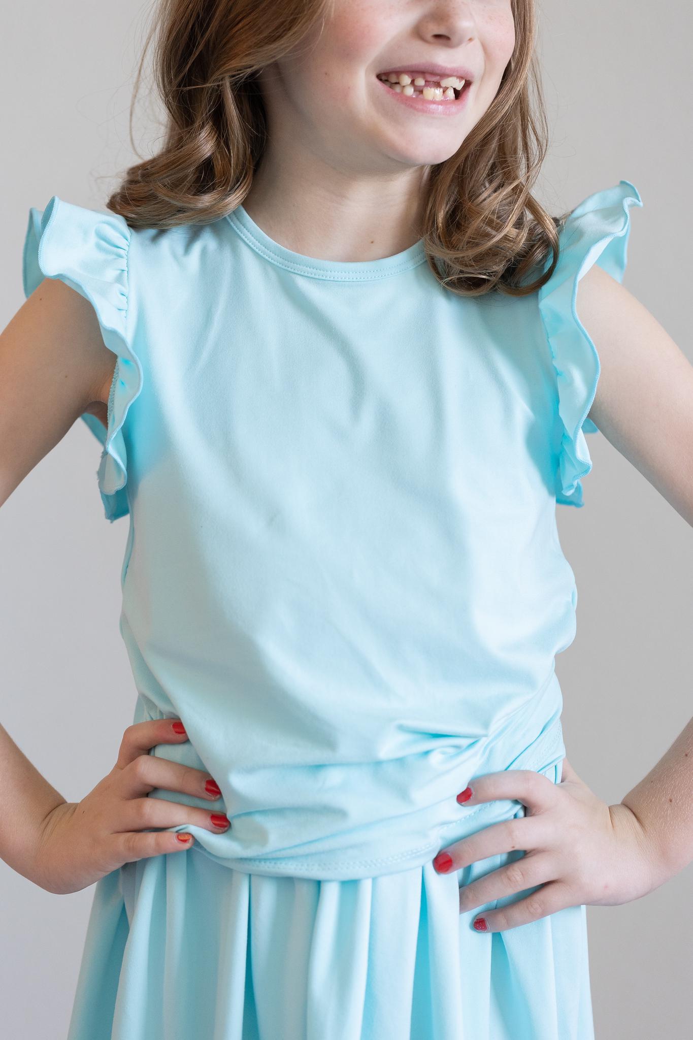 Aqua S/S Ruffle Tee - Image 2