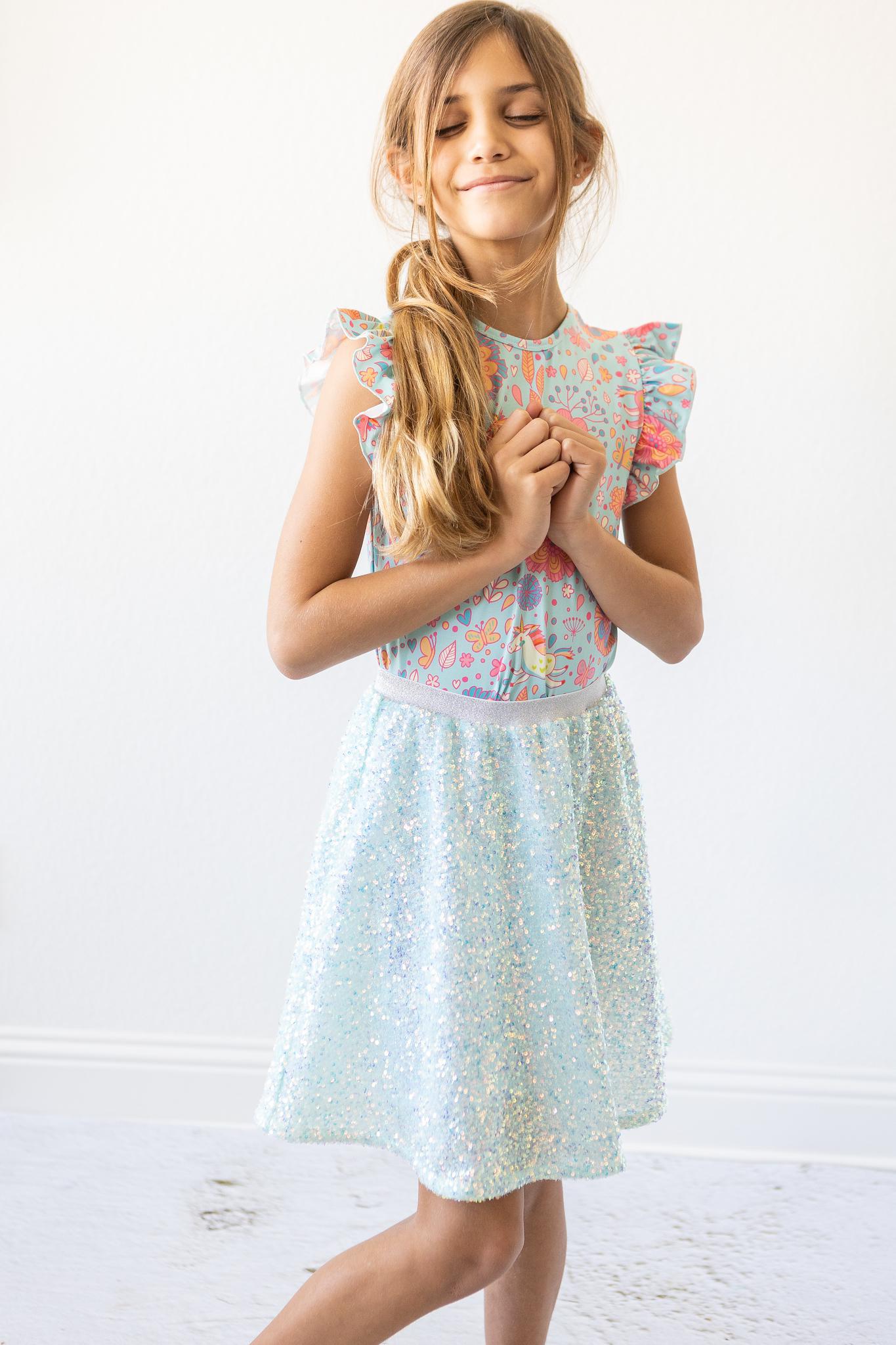 Aqua Sequin Twirl Skort - Image 3