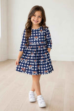 Auburn Plaid Aubie 3/4 Sleeve Pocket Twirl Dress