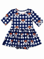 Auburn Plaid Aubie 3/4 Sleeve Twirl Bodysuit