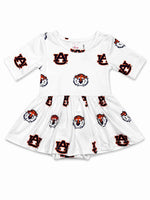 Auburn White Aubie 3/4 Sleeve Twirl Bodysuit