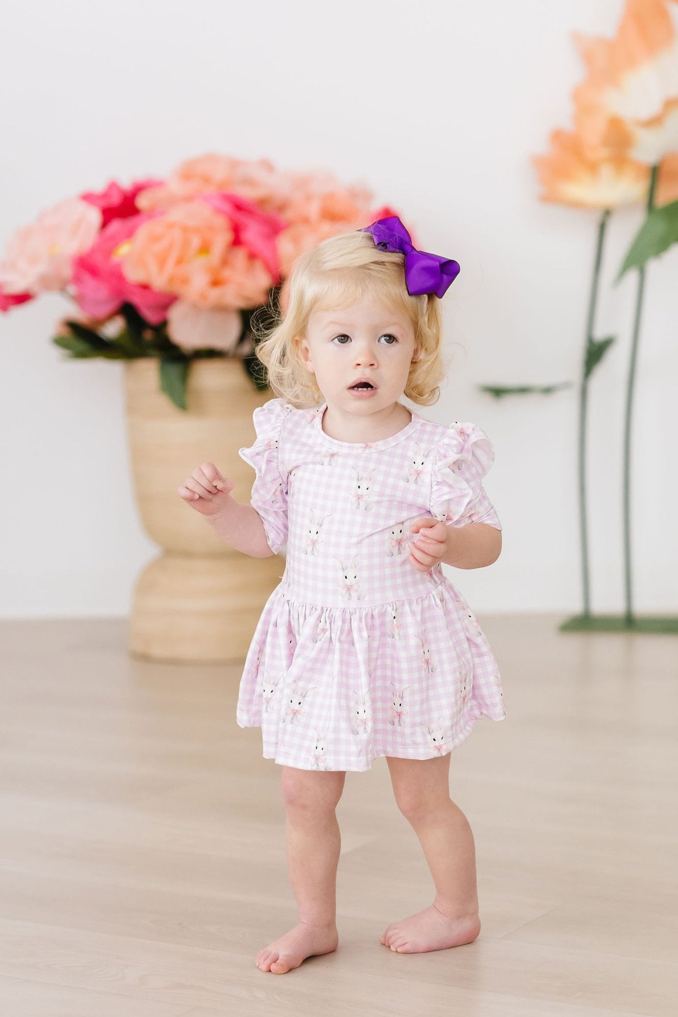 Baby Bunnies 3/4 Sleeve Flutter Twirl Bodysuit - Image 2