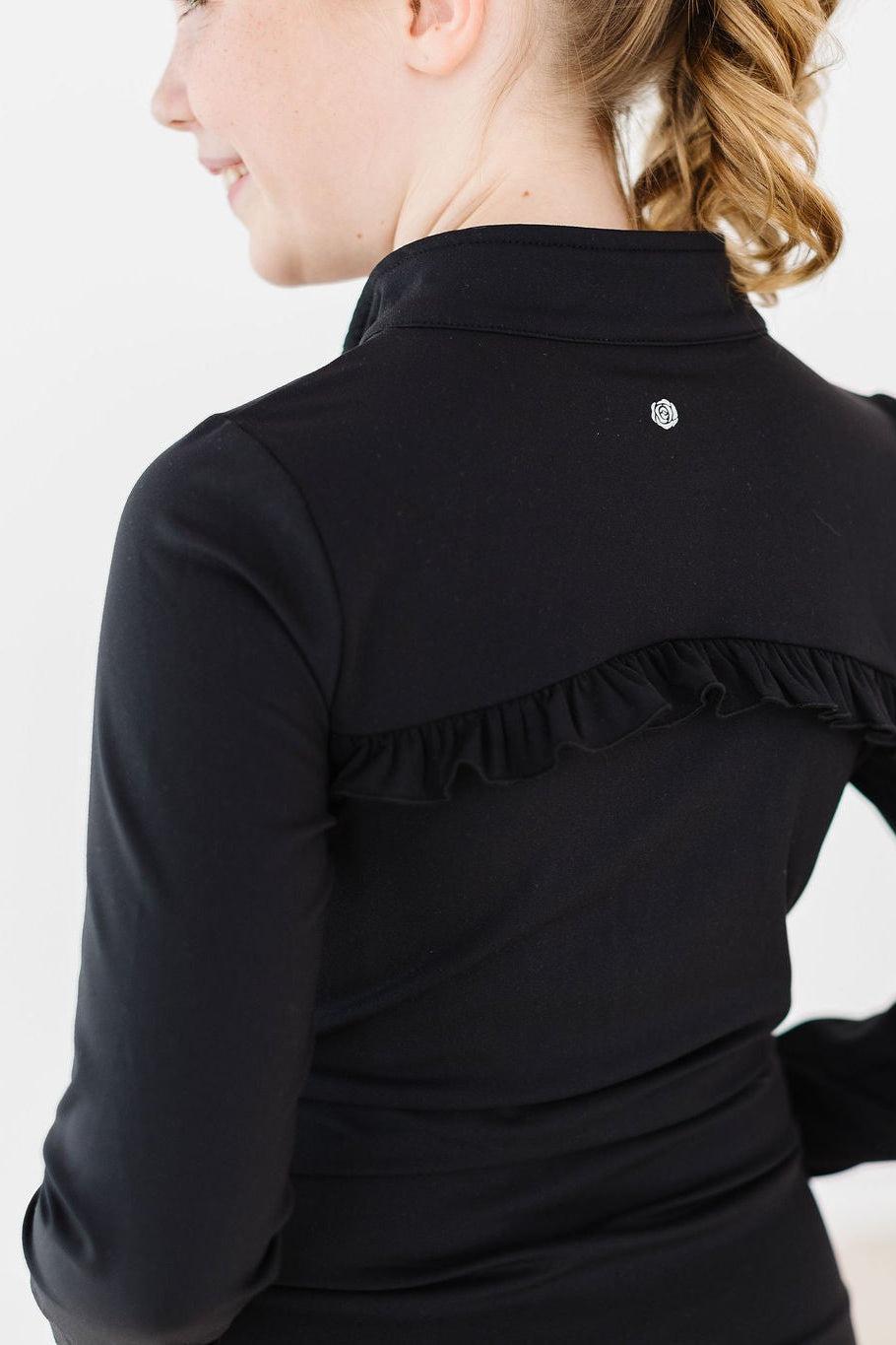 Balanced Black Full-Zip Ruffle Active Jacket - Image 2