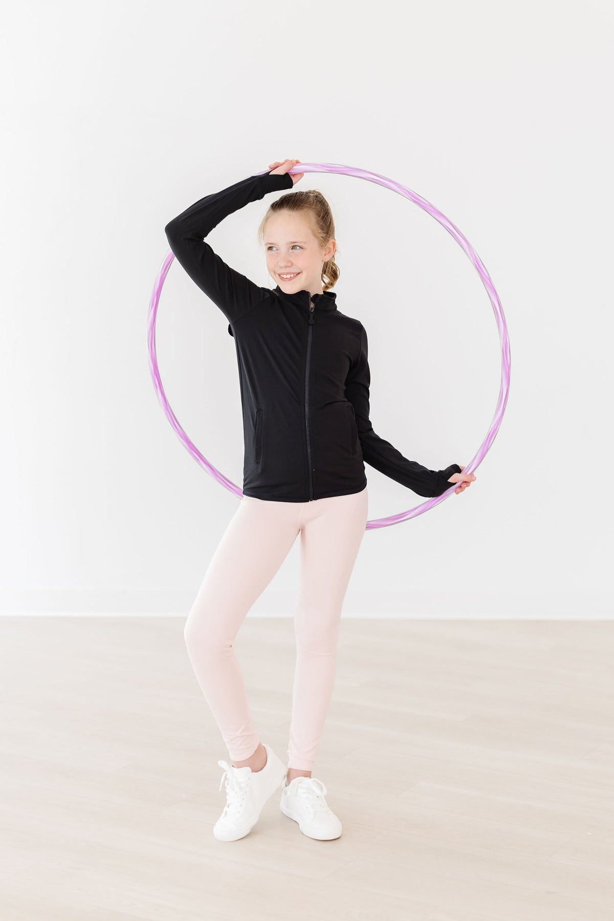 Balanced Black Full-Zip Ruffle Active Jacket - Image 3