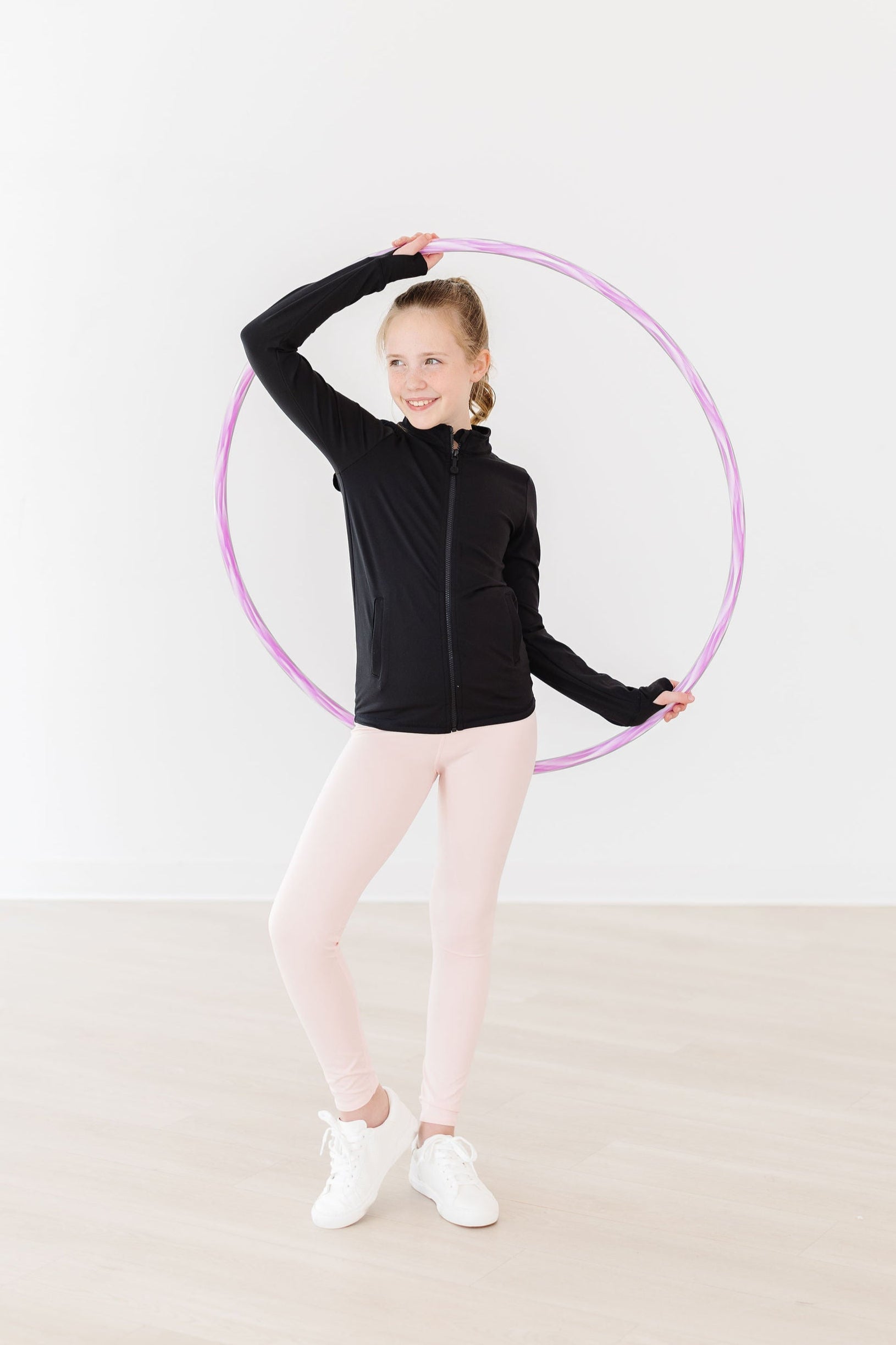 Balanced Black Full-Zip Ruffle Active Jacket - Image 3
