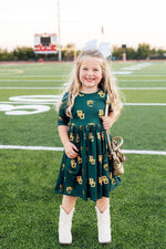 Baylor Green Bear 3/4 Sleeve Pocket Twirl Dress - Image 2